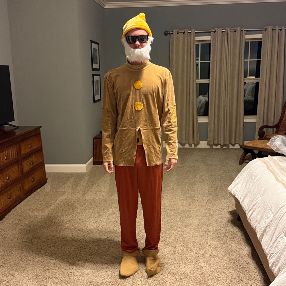 Disney Fun Dwarf Costume with Red and Tan Accents